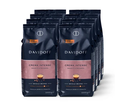 Osiem paczek kawy ziarnistej DAVIDOFF CAFÉ Crema Intense.