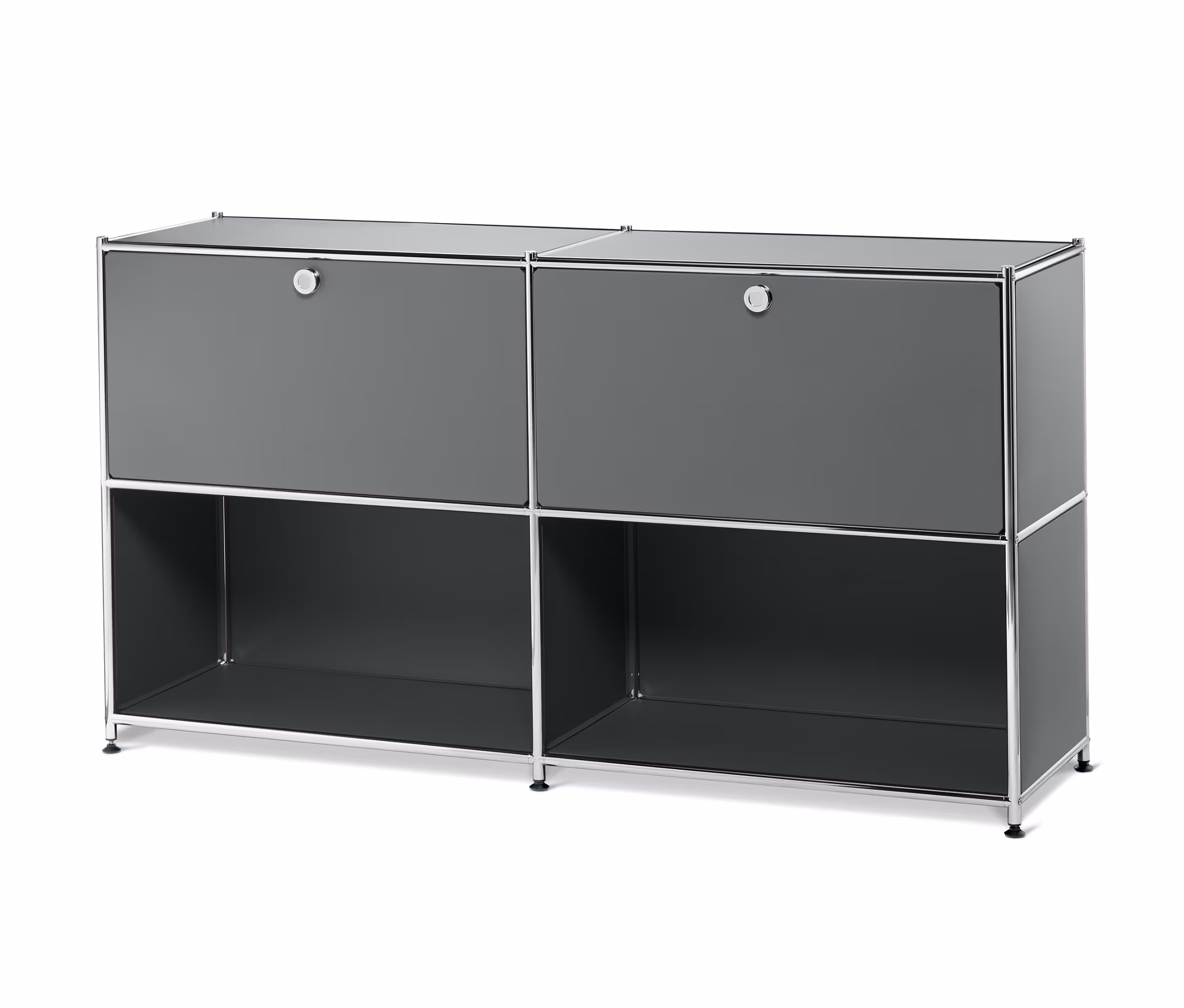 Tchibo - Metalowa szafka typu sideboard »Cn3« z przestawnymi komorami z klapami, szara
