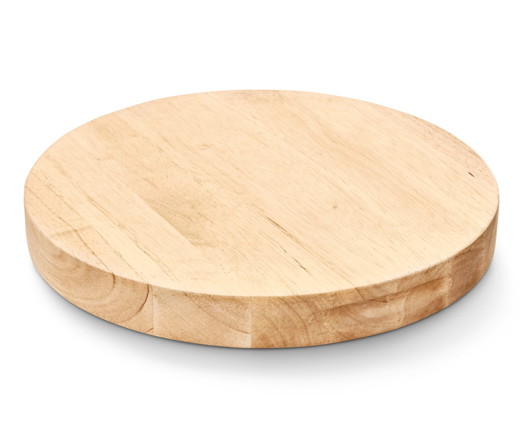 Okrągła deska do krojenia na białym tle.