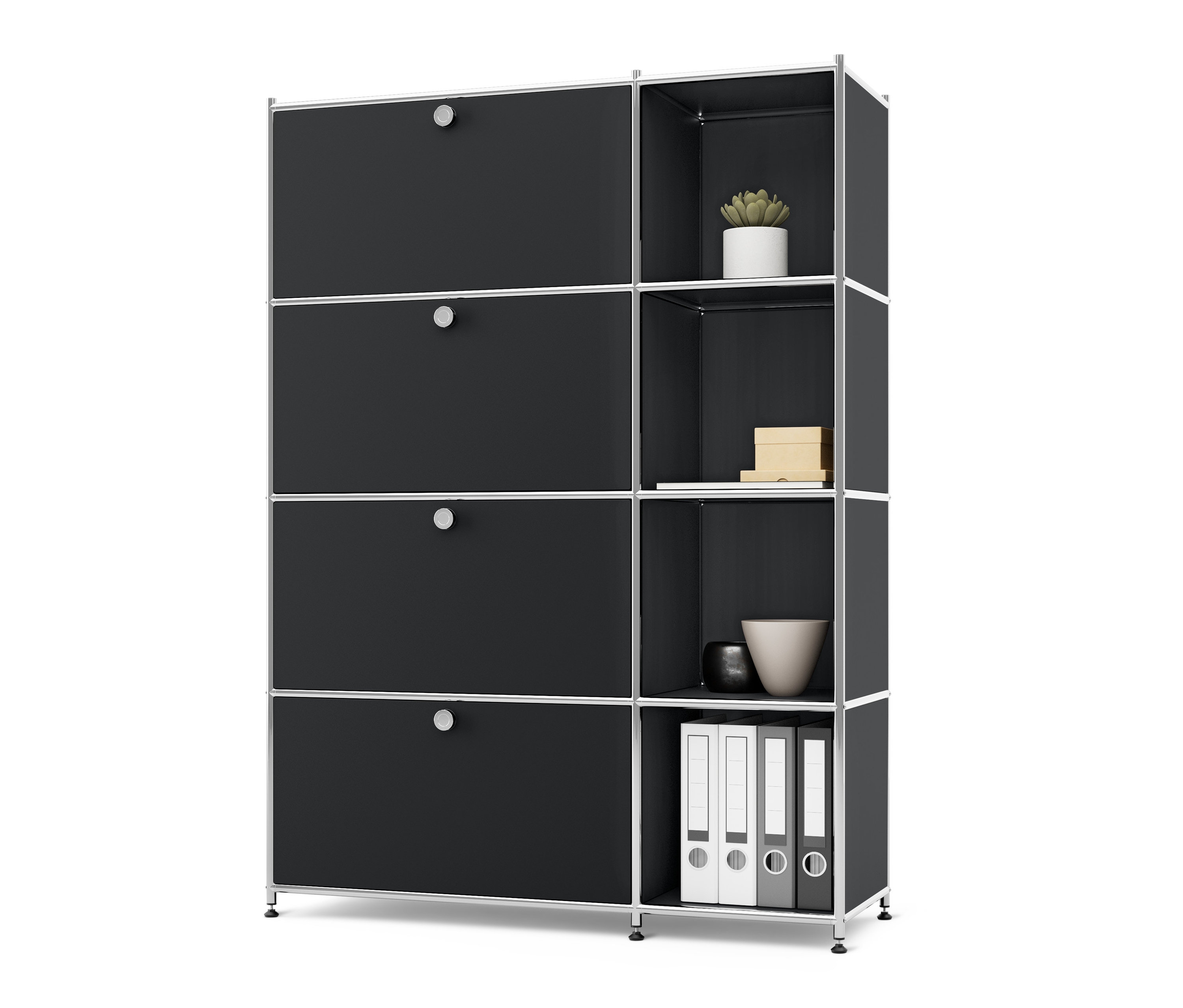 Tchibo - Metalowy regał »Cn3« z 4 komorami z klapami - kolor: czarny