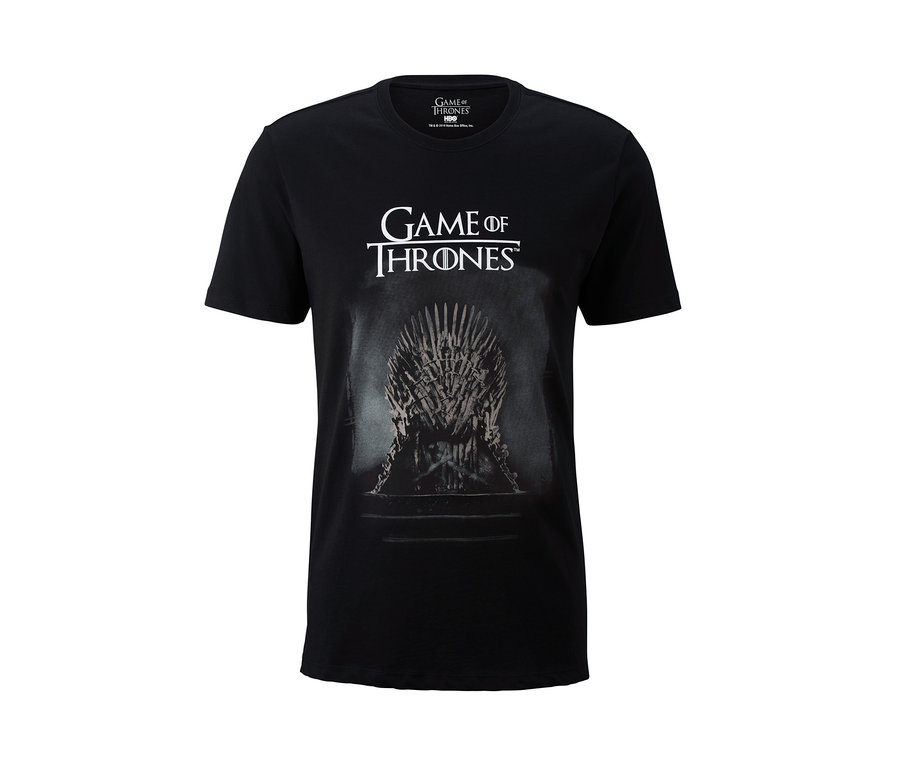 Czarny T-shirt »Game of Thrones« z motywem Żelaznego Tronu.