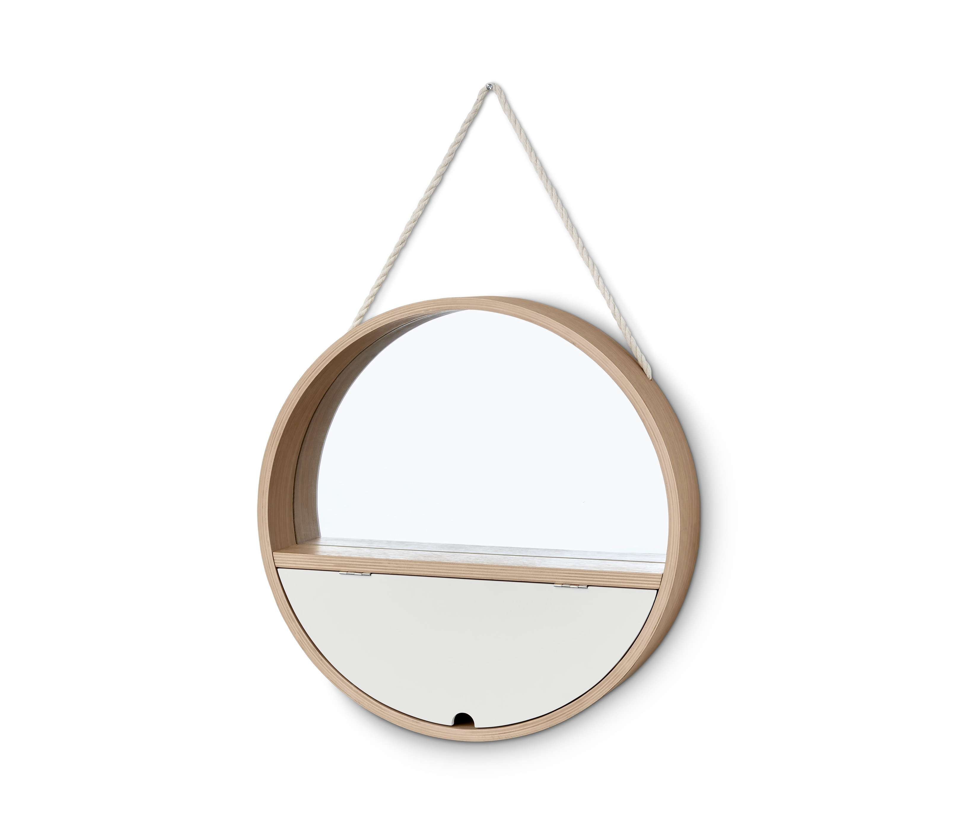 Okrągłe lustro z liną.