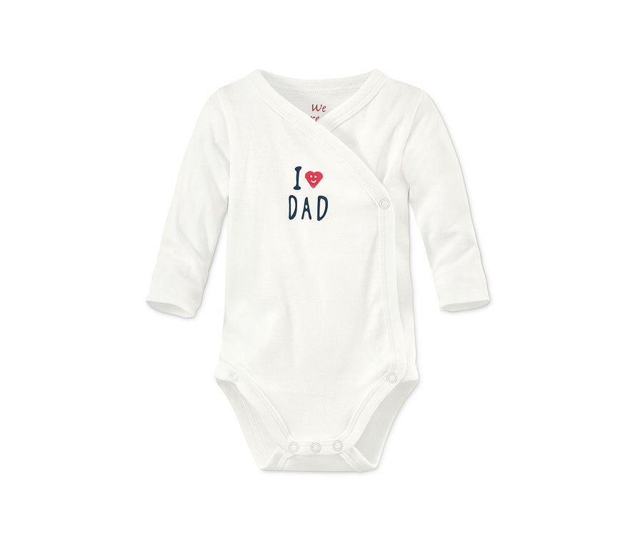 Białe body z długim rękawem z bawełny ekologicznej z napisem „I love Dad”.