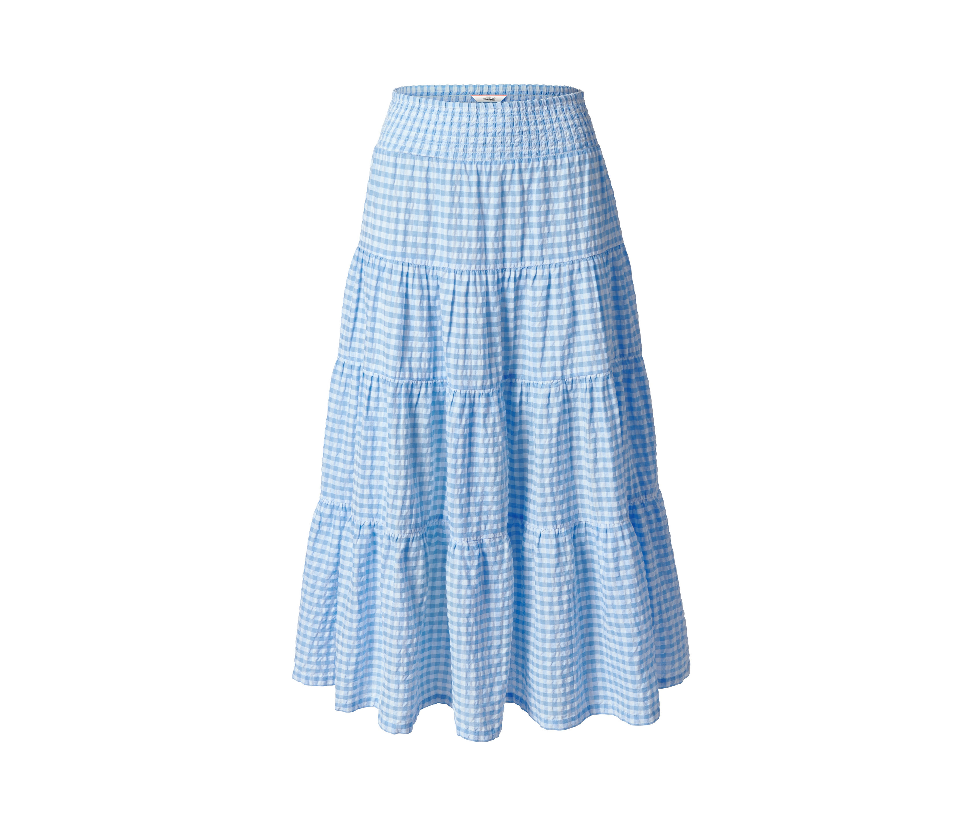 Tchibo - Warstwowa spódnica o długości maksi- biały/niebieski/w kratkę
