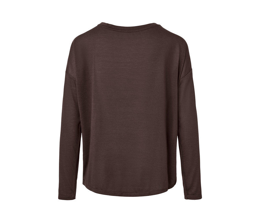 Widok z tyłu brązowej koszulki sportowej 2 w 1.