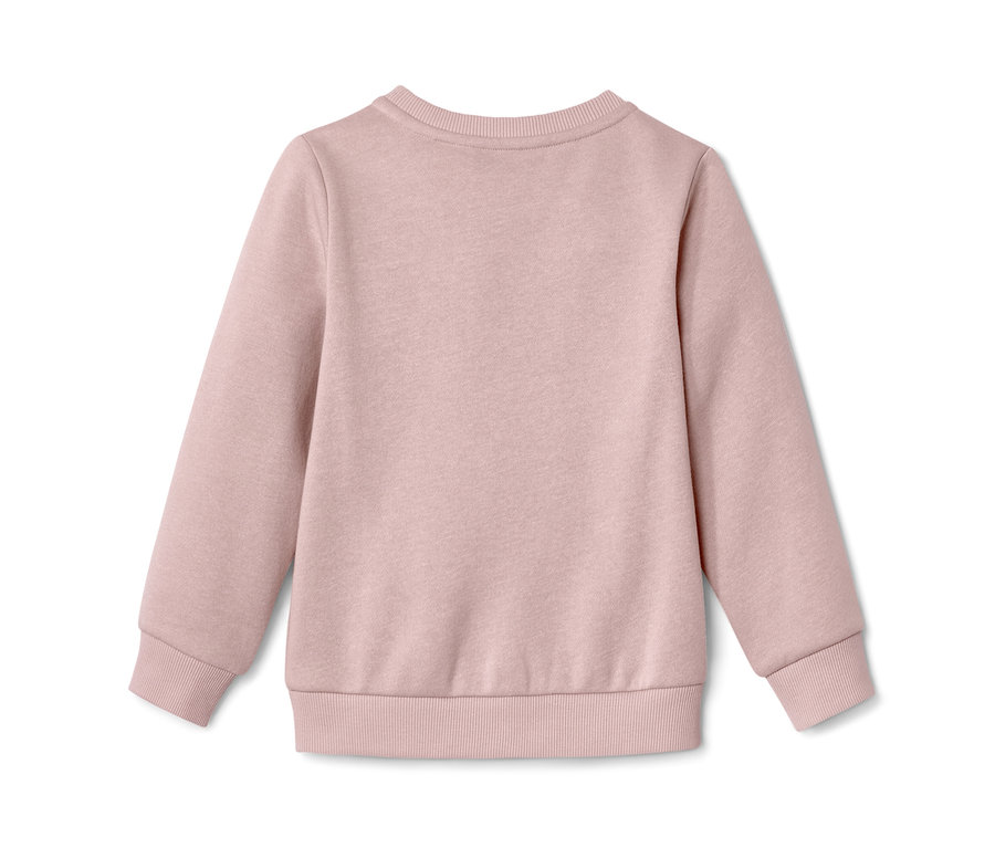 Różowy sweter dziecięcy z motywem jednorożca, widok z tyłu.