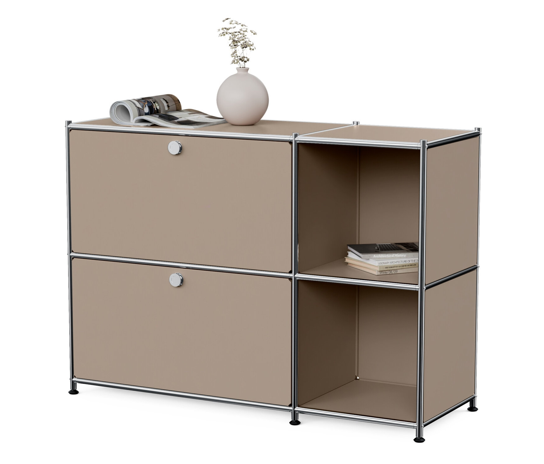 Tchibo - Metalowa szafka typu sideboard „Cn3” z 2 klapami, szarobrązowa