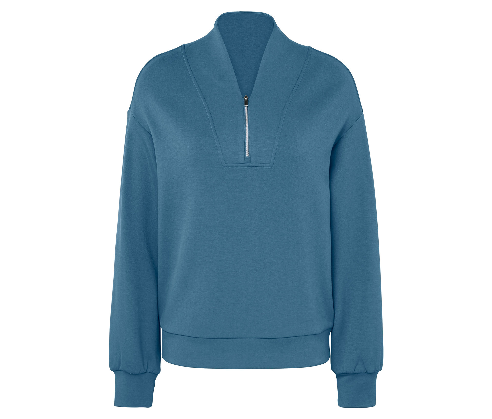 Tchibo - Bluza premium z kołnierzem typu troyer- niebieski