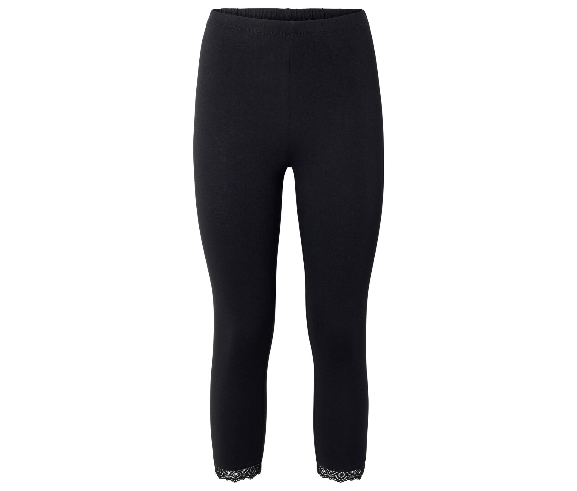 Tchibo - Legginsy o długości 3/4 z koronkowym zakończeniem- czarny