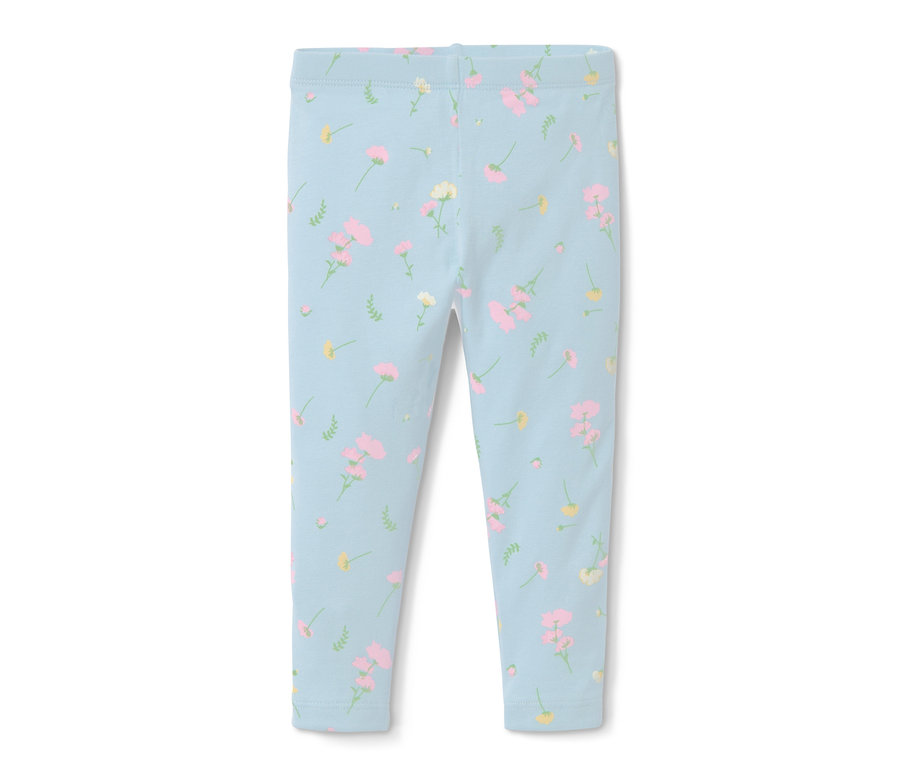 Jasnoniebieskie legginsy z bawełny ekologicznej w kwiatowy wzór, 2 pary.