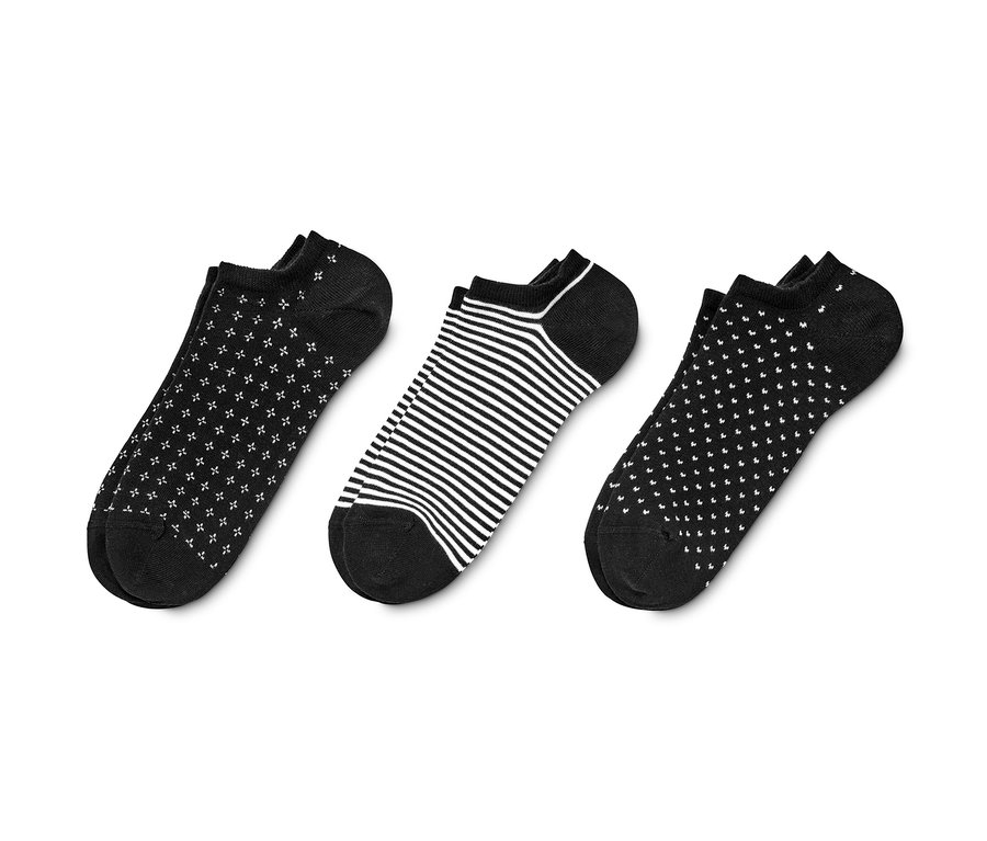 Czarno-białe skarpetki stopki, 3 pary.