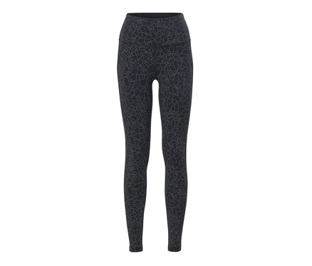 Czarne legginsy sportowe Legginsy sportowe, z tęczowym odblaskowym nadrukiem, z tęczowym odblaskowym nadrukiem.