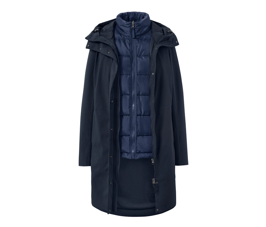 Niebieski płaszcz outdoorowy z kamizelką 3 w 1.