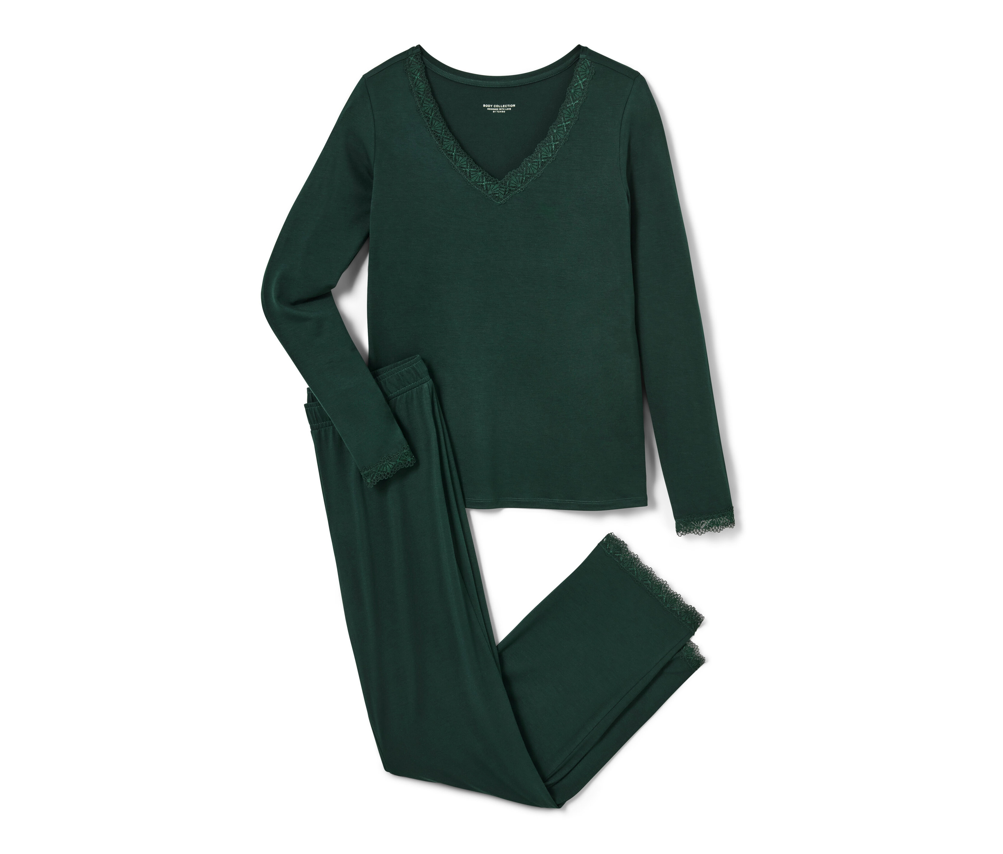 Tchibo - Piżama z wykończeniami z koronki- zielony