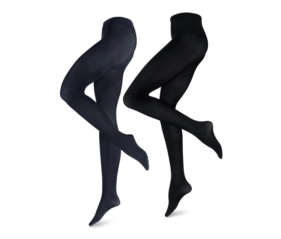 Dwie pary cienkich rajstop.