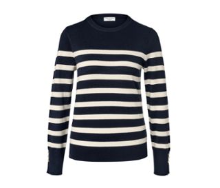 Cienki sweter w paski, granatowy