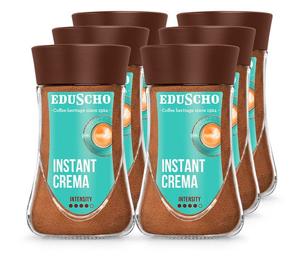 Sześć słoików kawy rozpuszczalnej EDU Instant Crema 180 g.