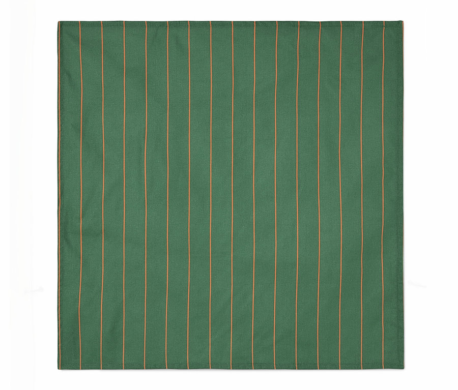 Obrus ogrodowy ok. 90 x 90 cm w zielone i pomarańczowe paski.