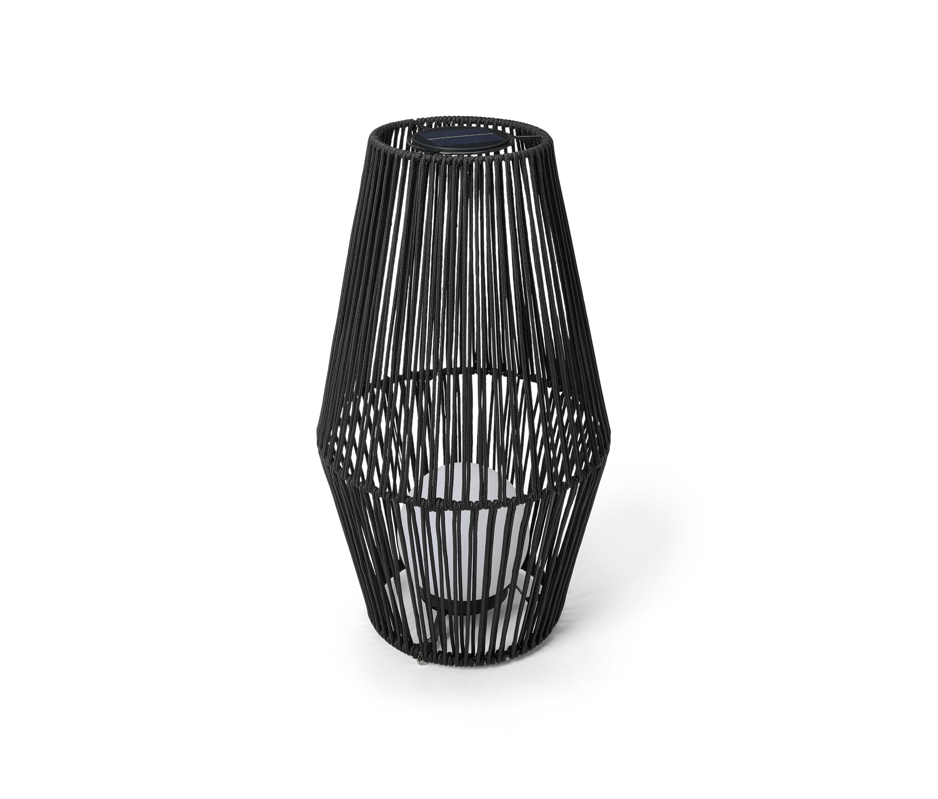 Tchibo - Latarnia solarna ze sznurkiem tekstylnym - kolor: biały/czarny