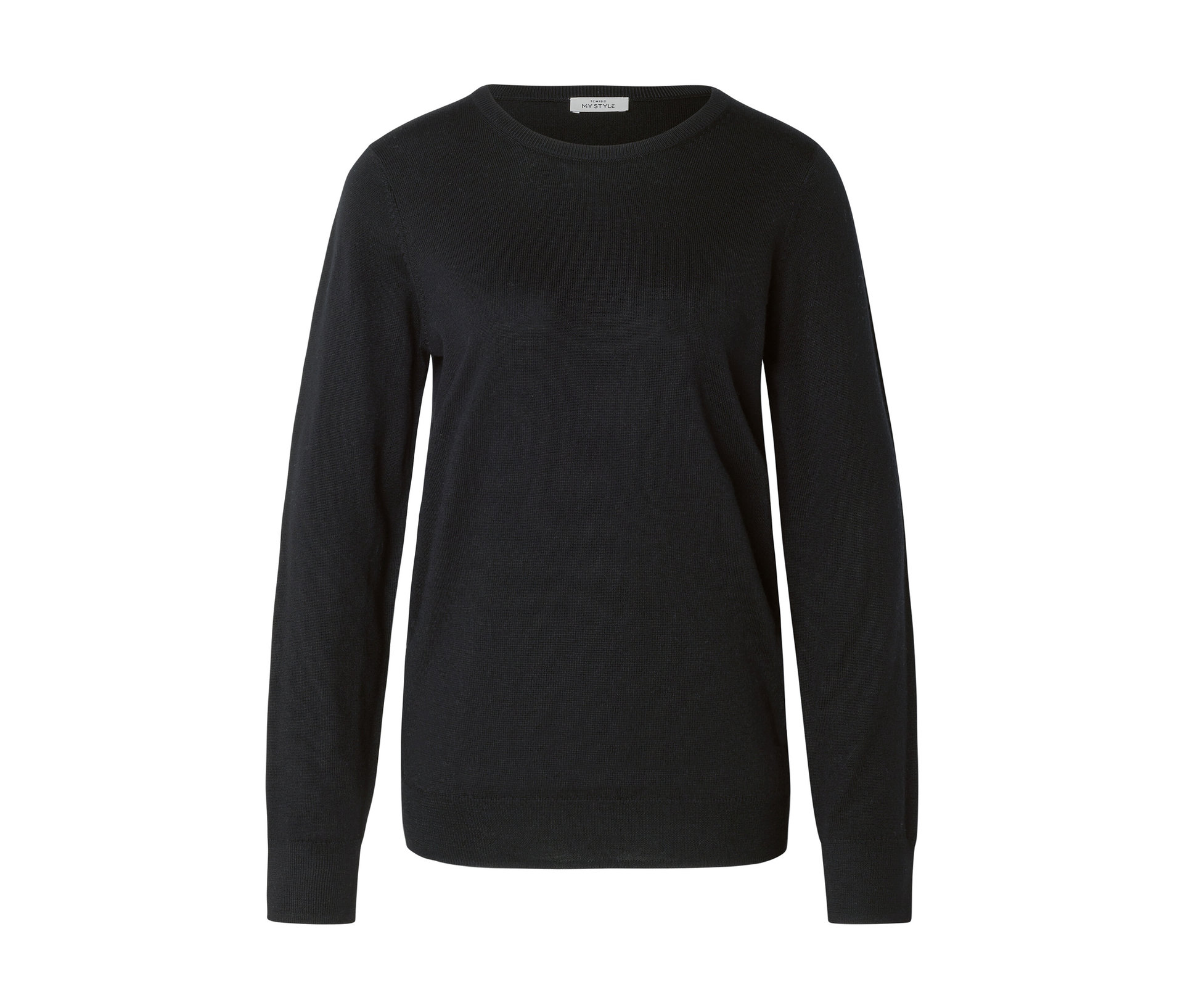 Tchibo - Sweter z cienkiej dzianiny z wełny merino, czarny