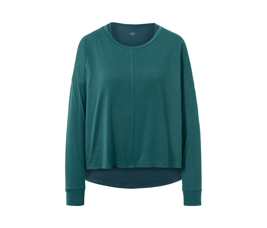 Szmaragdowozielona koszulka sportowa 2 w 1 z długimi rękawami.