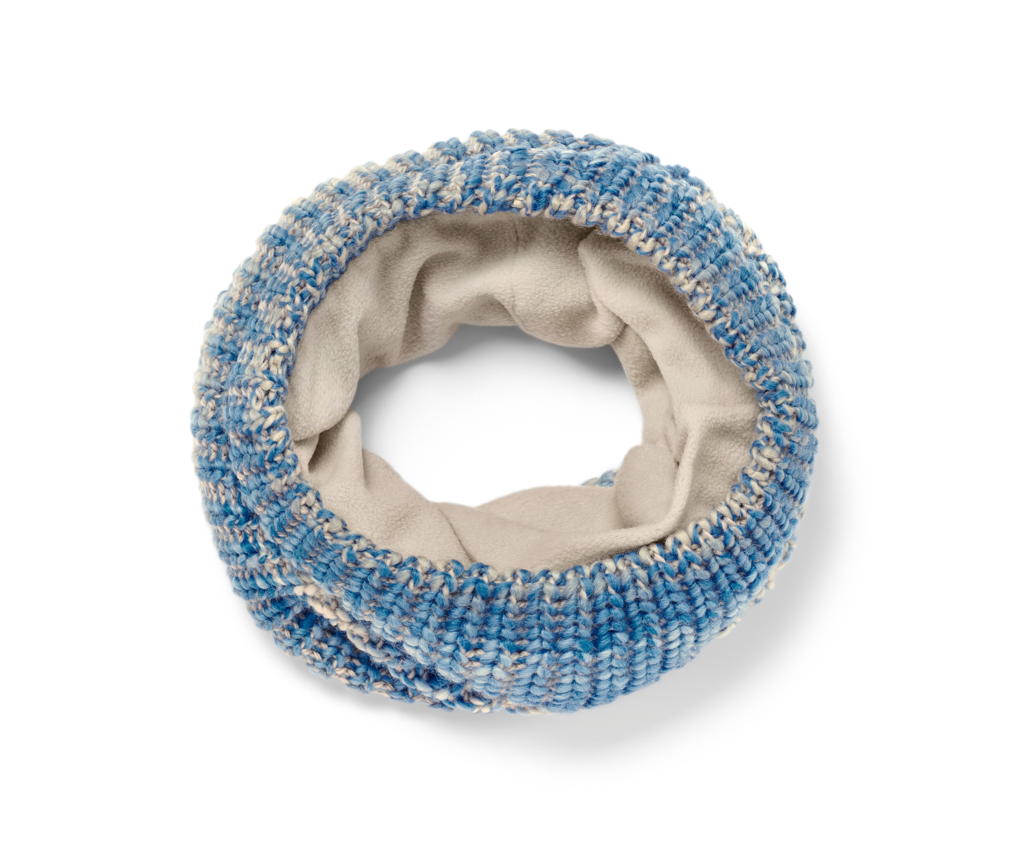 Tchibo - Szal-komin z dzianiny - kolor: beżowy/niebieski