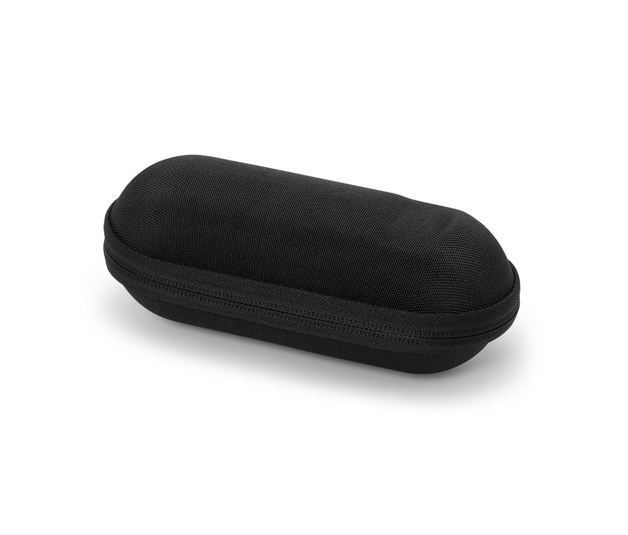 Czarne pudełko do rowerowego uchwytu na bidon z zamkiem błyskawicznym.