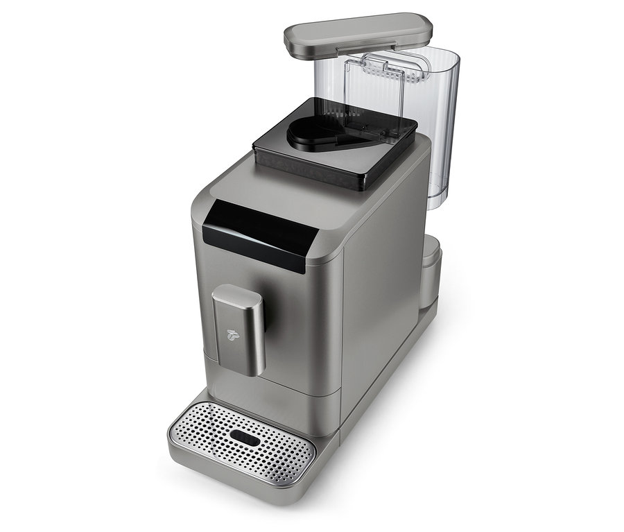 Szczegółowy widok automatycznego ekspresu do kawy »Esperto2 Caffè« w kolorze titanium silver.