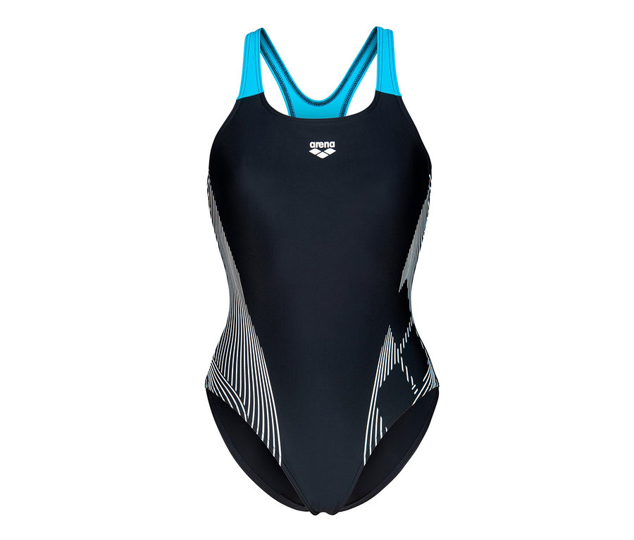 Kostium kąpielowy arena Feel Lily Swim Pro Back, BLACK-TURQUOISE.