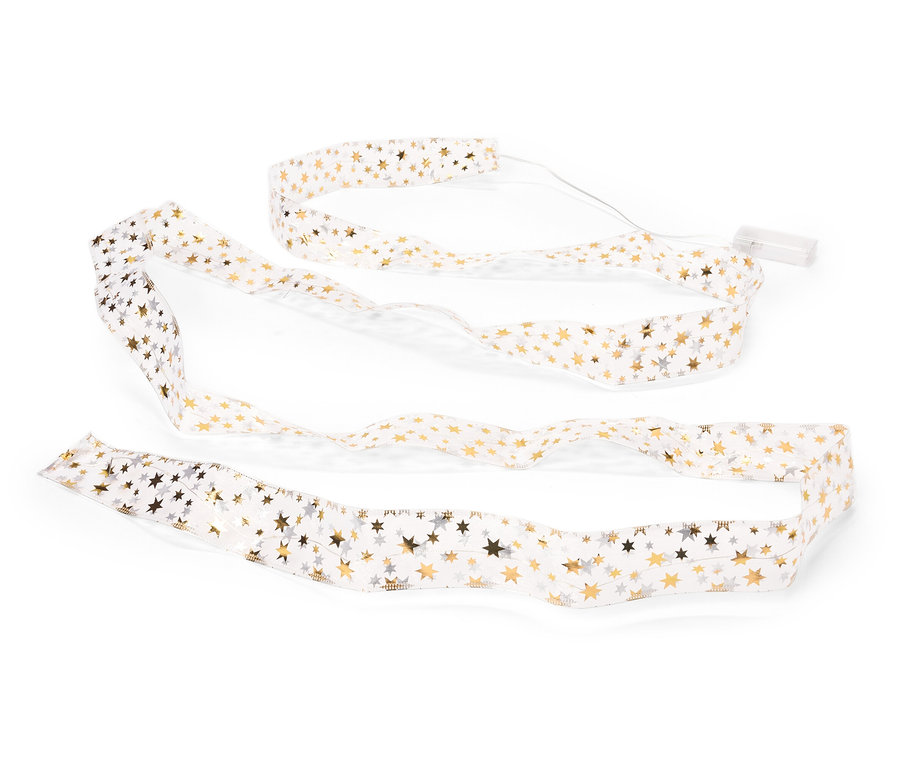 Biała wstążka dekoracyjna LED na białym tle.