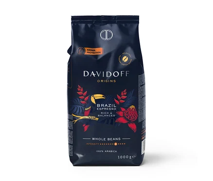 Opakowanie kawy ziarnistej DAVIDOFF CAFÉ ORIGINS Brazil o wadze 1 kg.