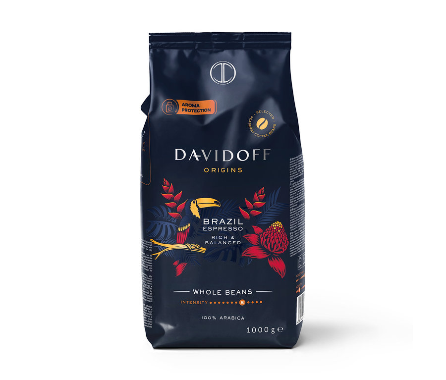 Opakowanie kawy ziarnistej DAVIDOFF CAFÉ ORIGINS Brazil o wadze 1 kg.