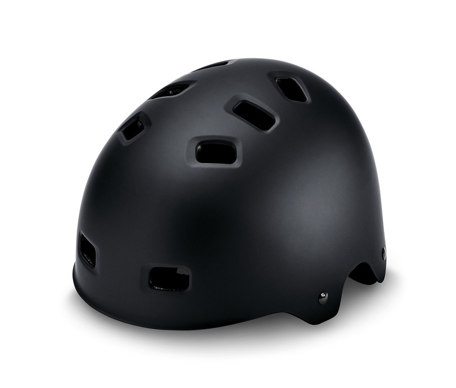 Czarny kask rowerowy z tylnym oświetleniem LED.