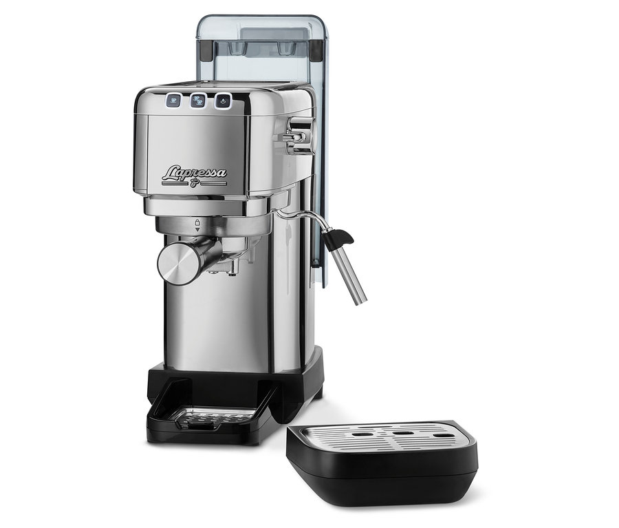 Srebrny ekspres kolbowy do kawy »Lapressa«.