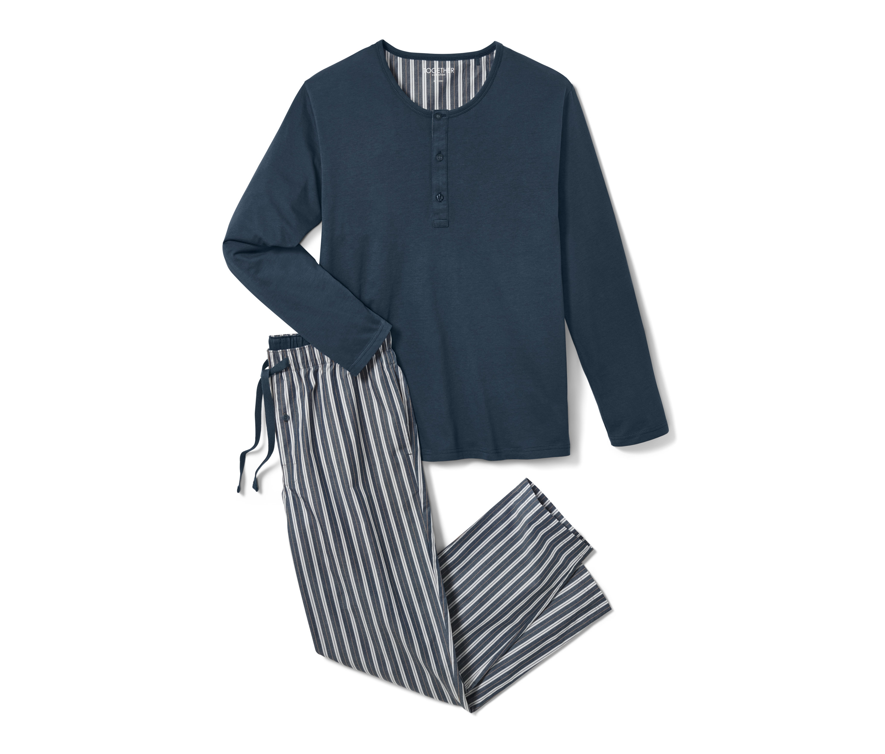 Tchibo - Piżama ze spodniami z tkaniny- beżowy/brązowy/w paski