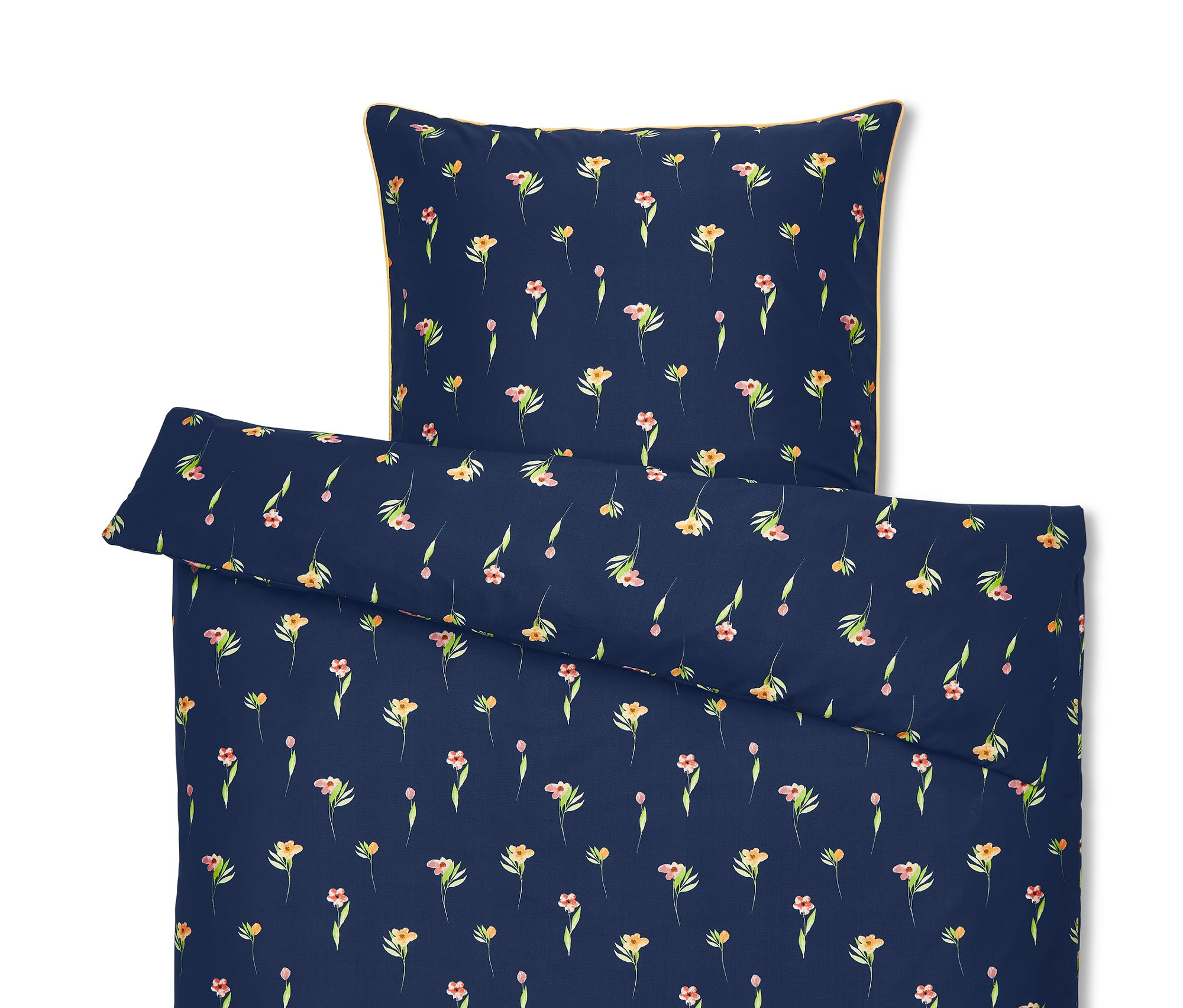 Granatowa pościel z mikrowłókna w kwiaty w rozmiarze standardowym, podwójnym i niestandardowym.