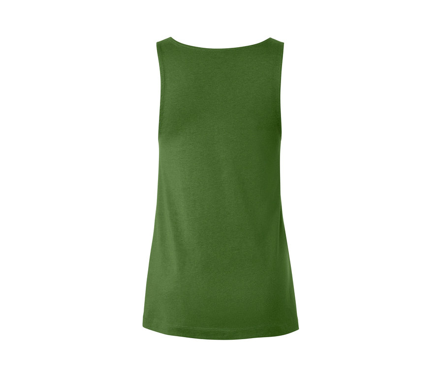 Widok z tyłu na zielony top z guzikami.