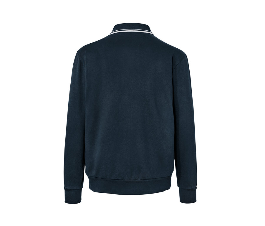 Granatowa bluza z kołnierzykiem polo.