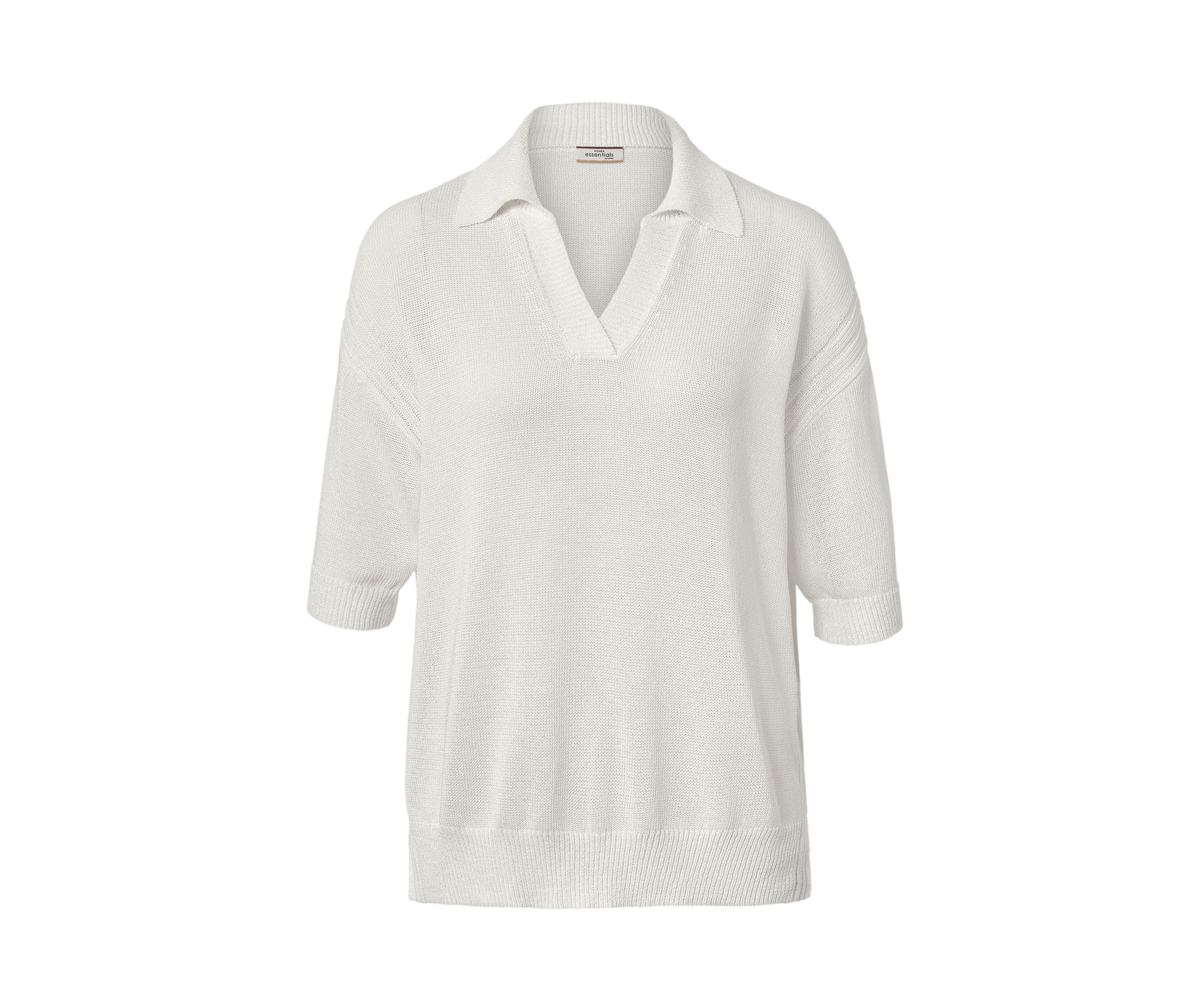Tchibo - Sweter z dzianiny z kołnierzykiem polo- biały