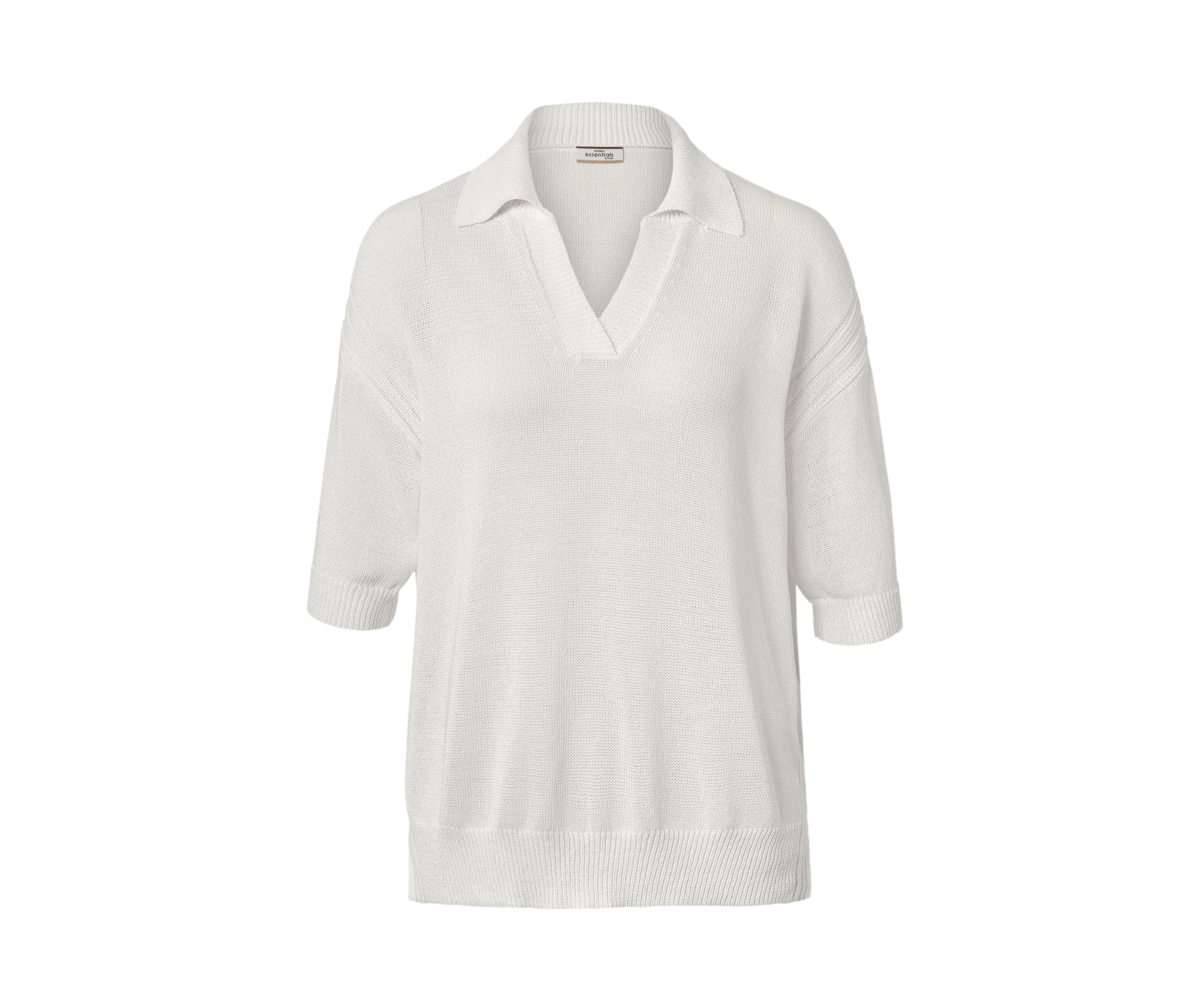 Tchibo - Sweter z dzianiny z kołnierzykiem polo - rozmiar XL 48/50 - kolor: biały
