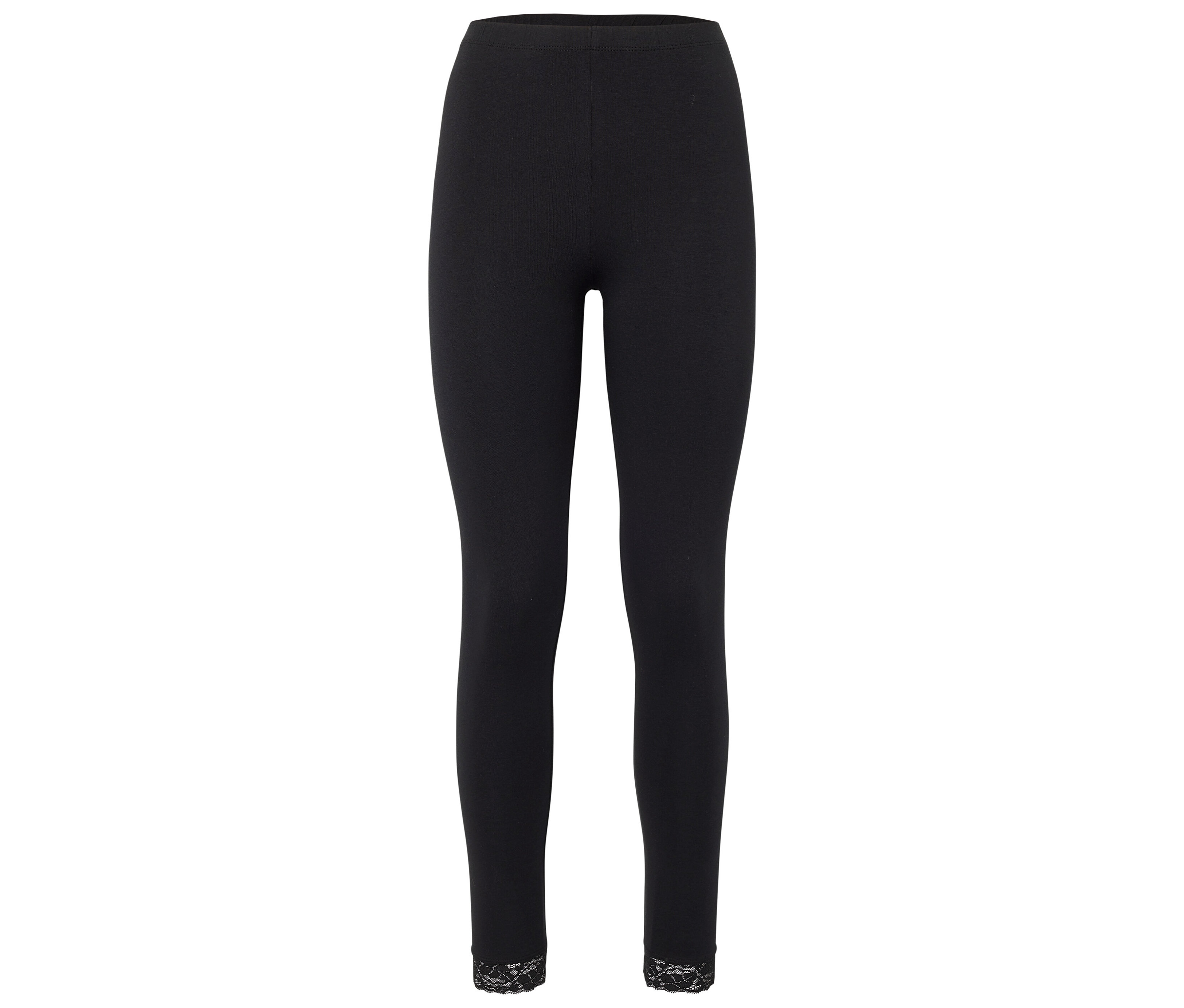 Tchibo - Legginsy z koronkowym wykończeniem- czarny
