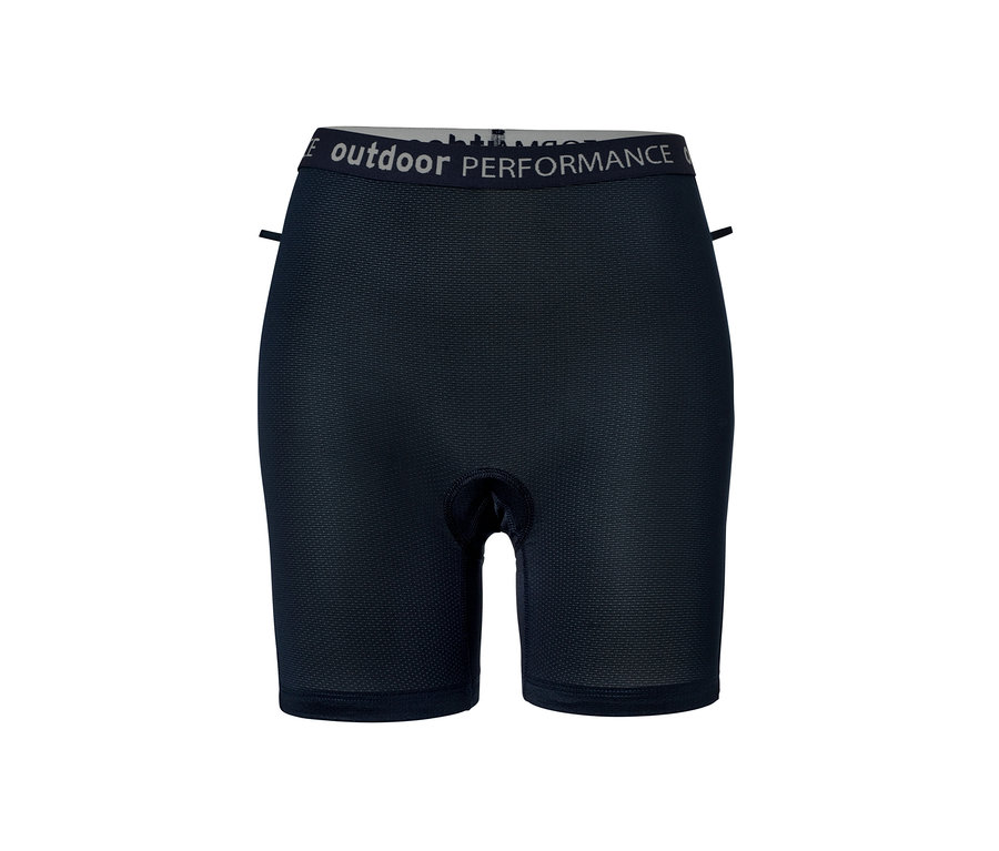 Widok z przodu granatowych spodenek rowerowych »Pro«.