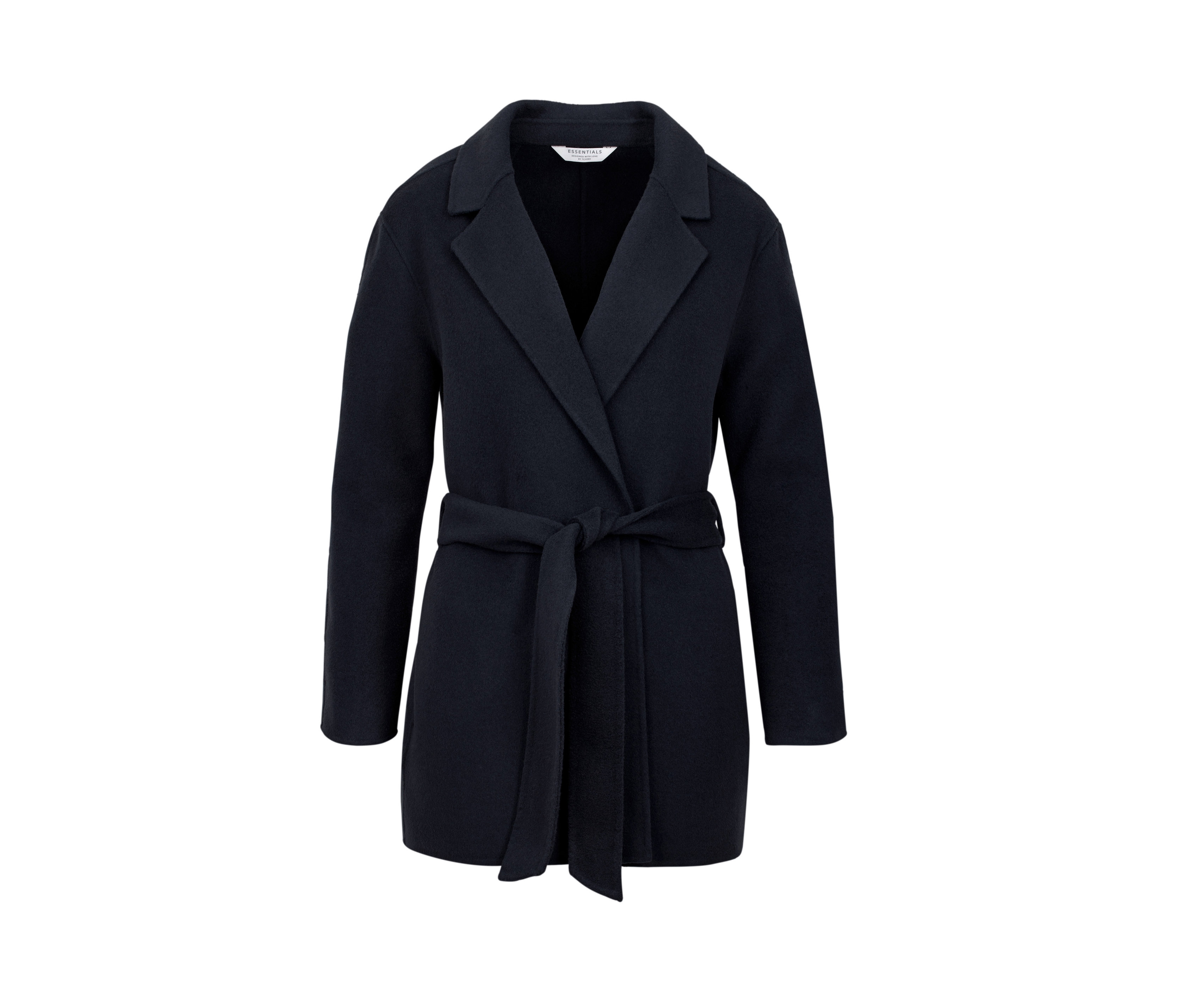 Tchibo - Krótki wełniany płaszcz z kaszmirem- niebieski