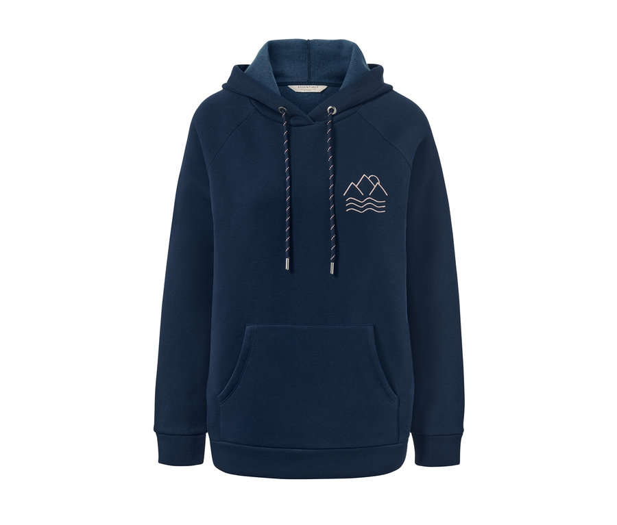 Granatowa bluza dresowa z kapturem.