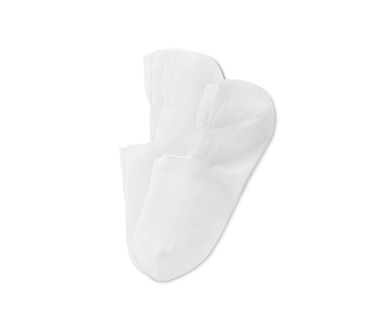 Dwie pary białych, sportowych skarpetek stopek leżą na sobie.