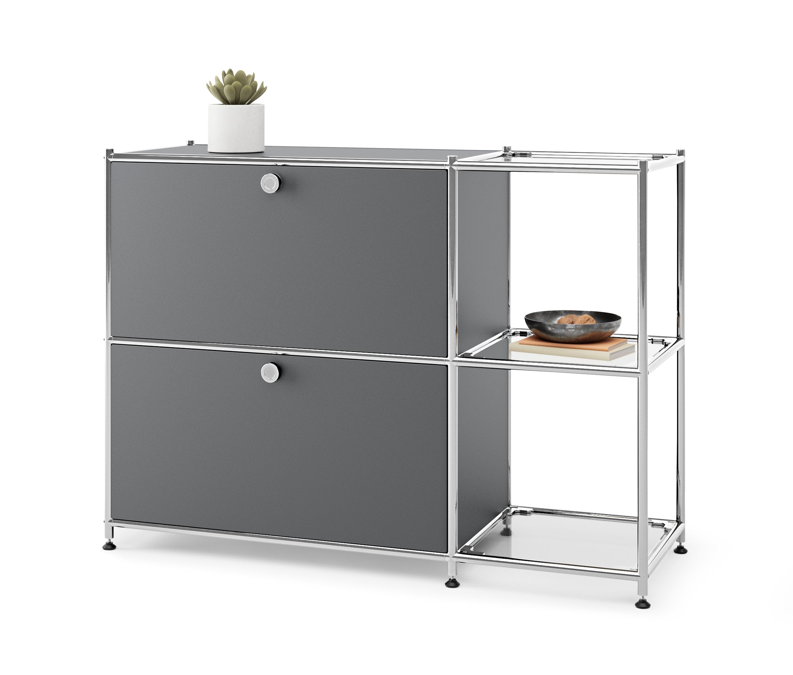 Tchibo - Metalowa szafka typu sideboard „Cn3” z 2 szafkami z klapami - kolor: czarny