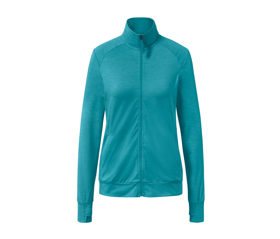 Turkusowa, rozpinana bluza funkcyjna.