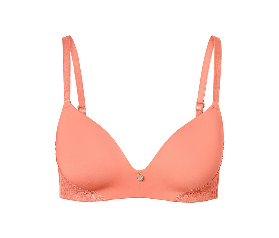 Biustonosz z miękkimi miseczkami w kolorze papai.