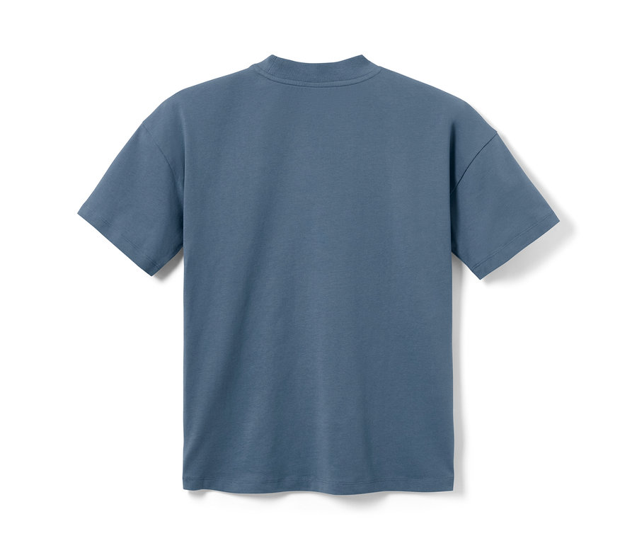 Niebieska koszulka dziecięca „Smiley” z 2 sztukowego zestawu, widok z tyłu.