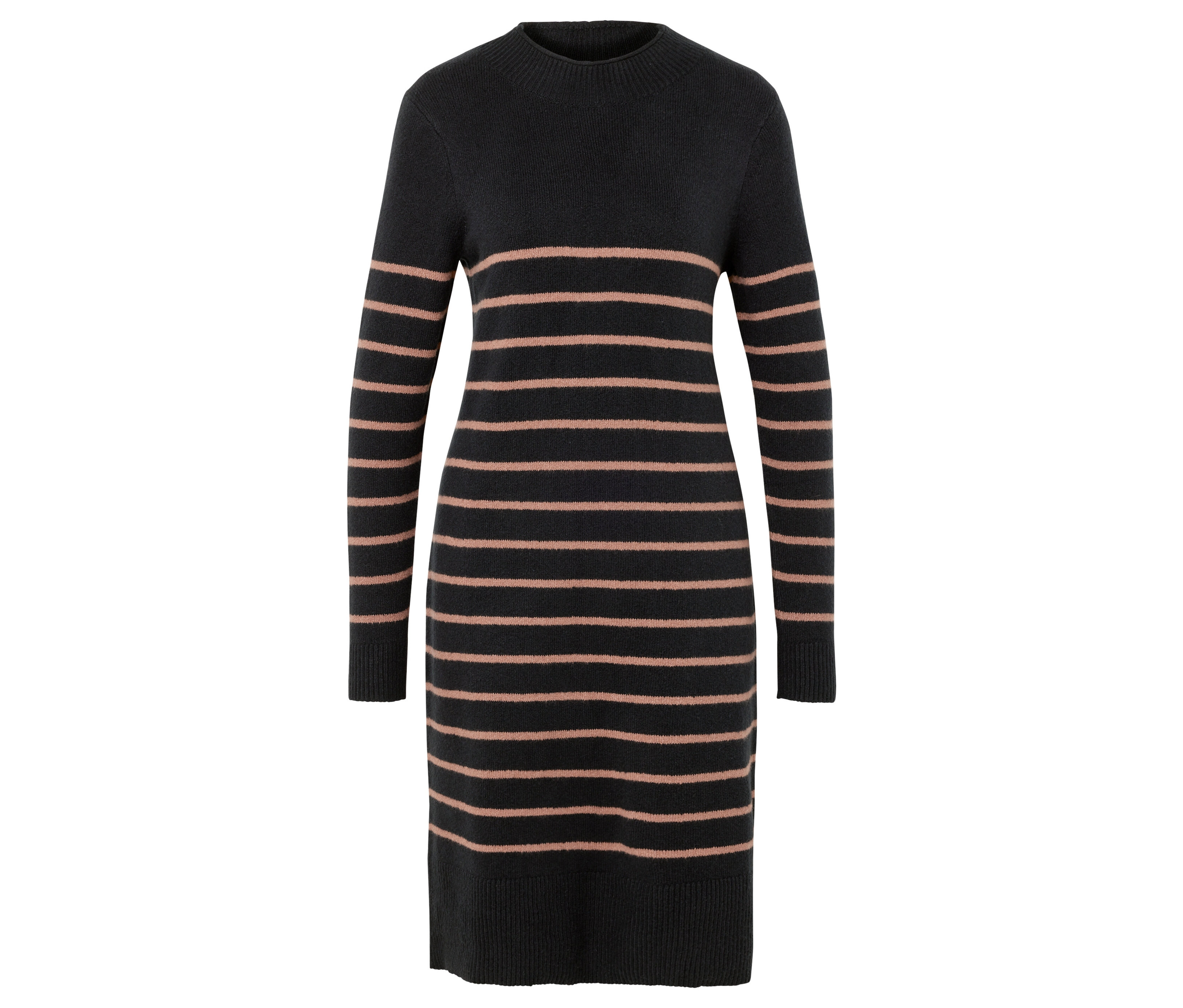Tchibo - Dzianinowa sukienka w paski- brązowy/czarny/w paski